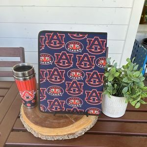 Auburn University Tigers canvas legal pad holder and travel tumbler cup